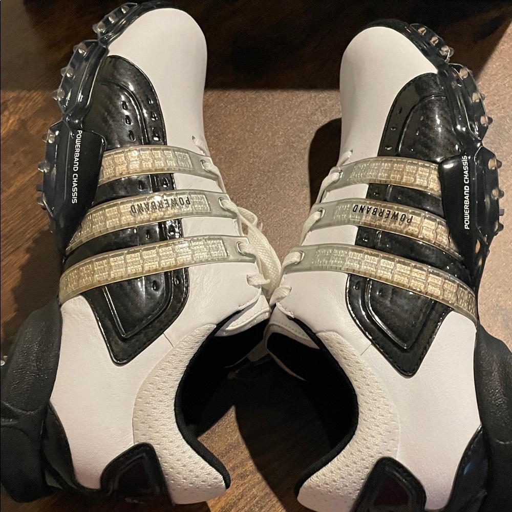 adidas Men’s White and Black Athletic Golf Shoes powerbrand NWT - Picture 8 of 9